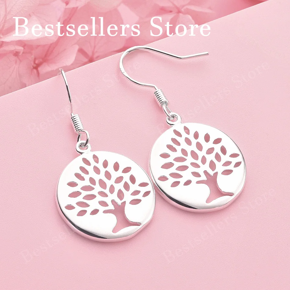 Luxury 925 Sterling Silver Exquisite Openwork Tree Earrings for Women, Fashion Gift Jewelry Wedding Accessories