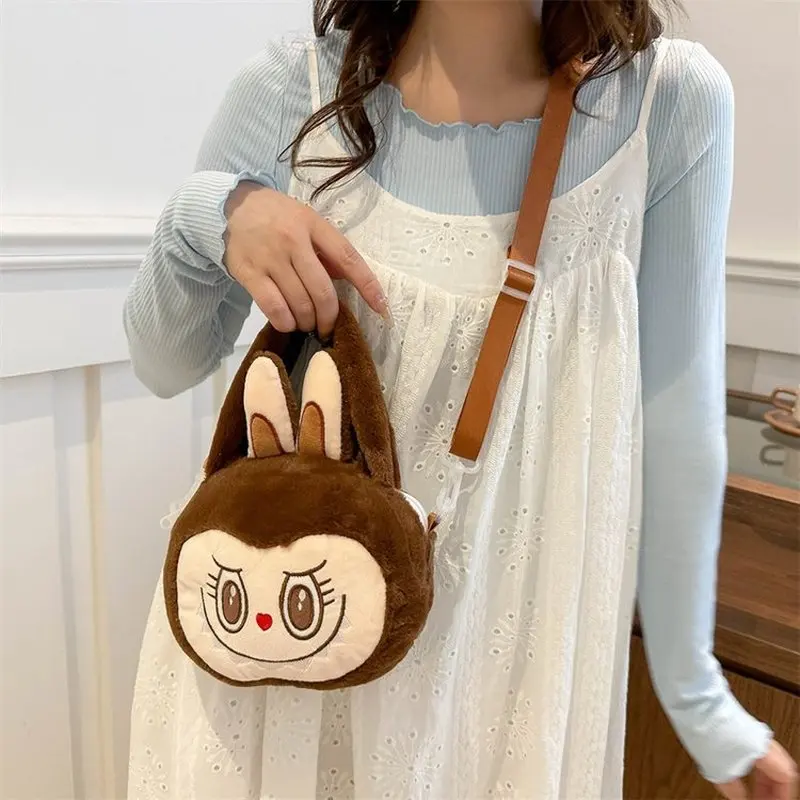 Hot Selling Labubu Crossbody Bag Cute Long Ears Big Mouth Rabbit Cartoon Anime Plush Toy Doll Versatile Boutique Gift Girl Child