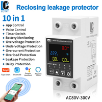 Tuya WiFi Intelligent Circuit Breaker Reclosing Protector Voltage and Current Leakage Protection Power Metering Timer 2P 63A