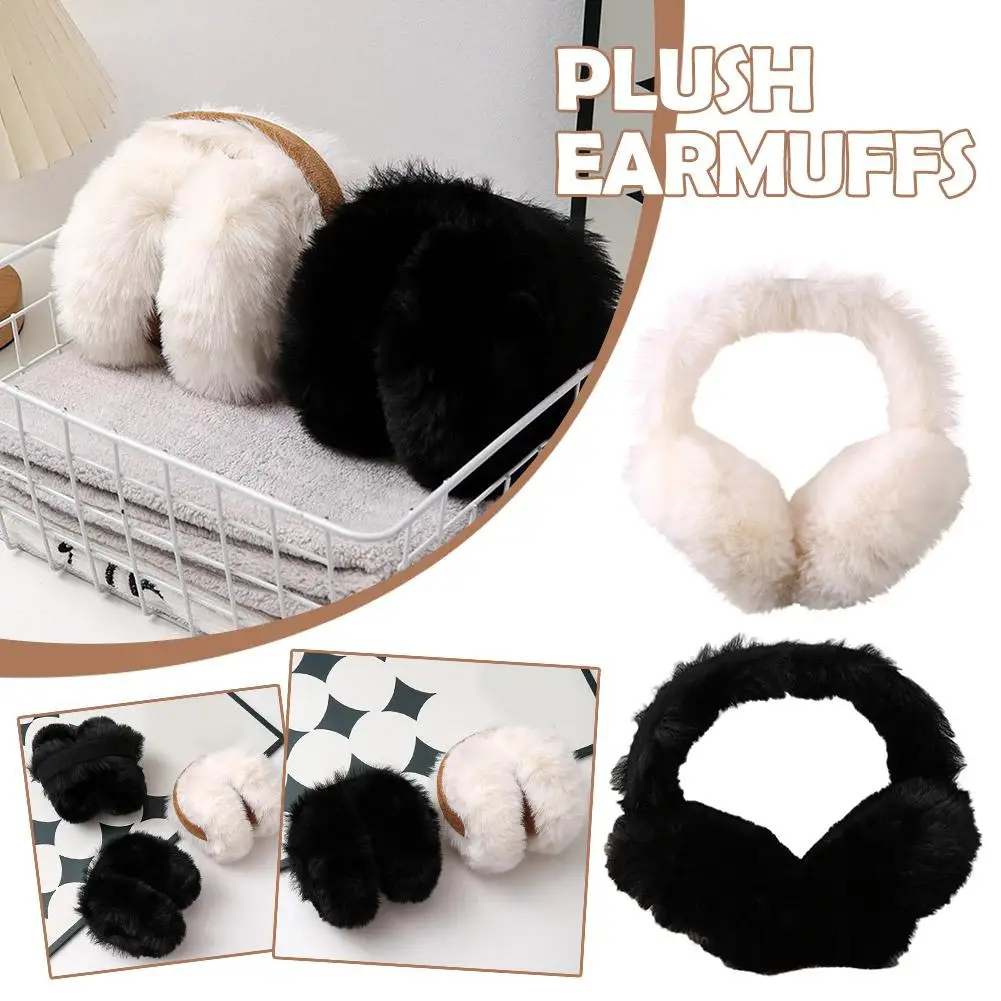 Earmuffs Plush ผู้หญิงฤดูใบไม้ร่วงและฤดูหนาวนักเรียนกระต่าย Earmuffs หูพับขนสัตว์ Antifreeze ขี่จักรยาน Imitati X6v8