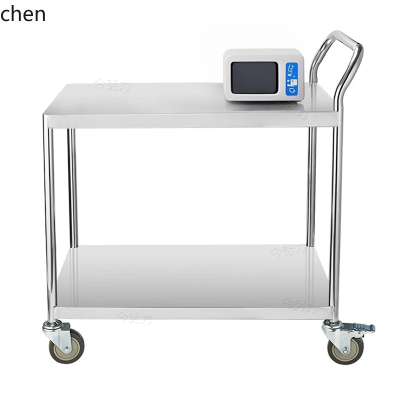ZML Stainless Steel Handcart Double-layer Mobile Tool Transport Instrument Small Cart