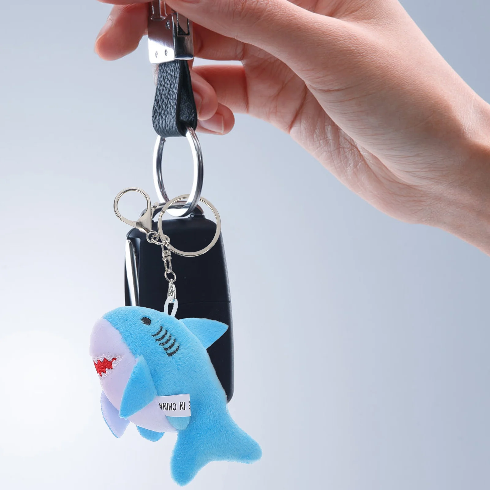 3 Pcs Shark Keychain Plush Cartoon Accessories Fob Pendant Cute 8 Cm Keyring Backpack