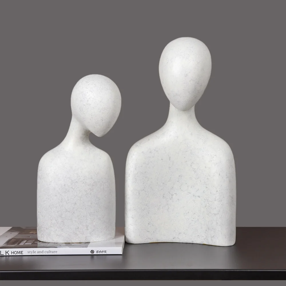 Nordic Abstract Couple statue resina persone scultura amante busto ornamenti decorazioni per la casa grandi dimensioni uomo donna figurine bianco