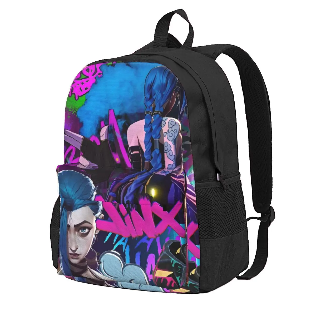 Jinx Anime Backpack for Men Women Fashion Student Business Daypack Arcane Game Laptop Computer Shoulder Bag Gift