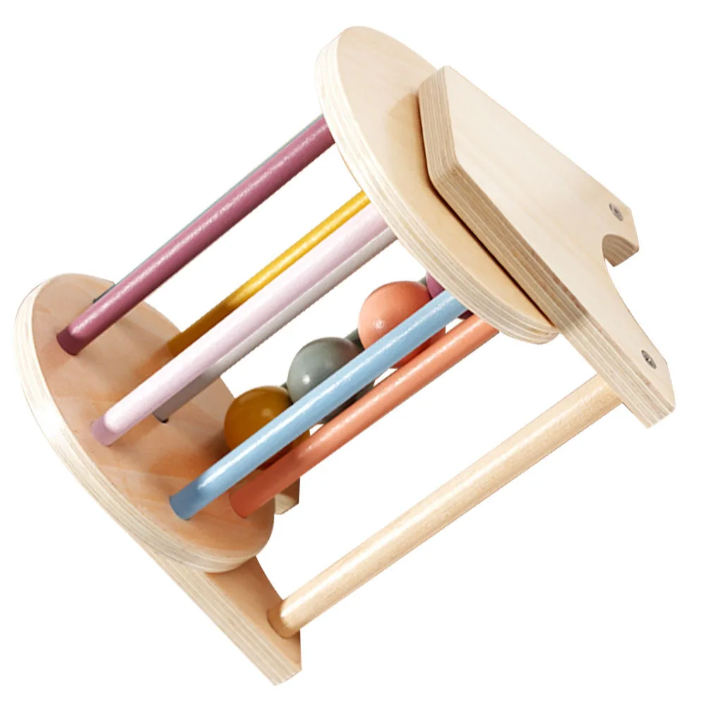 Tamburo tessile in legno Strumento educativo per l'apprendimento Montessori Tamburo rotante colorato Sviluppo precoce Coordinazione occhio-mano