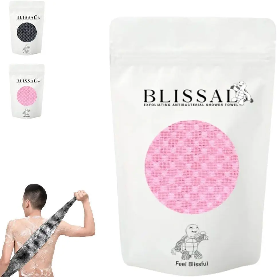 2Pcs Blissal Antibacterial Exfoliating Towels Shower Scrub Body Washcloths Dead Skin Removal Bath Supplies Skin Care