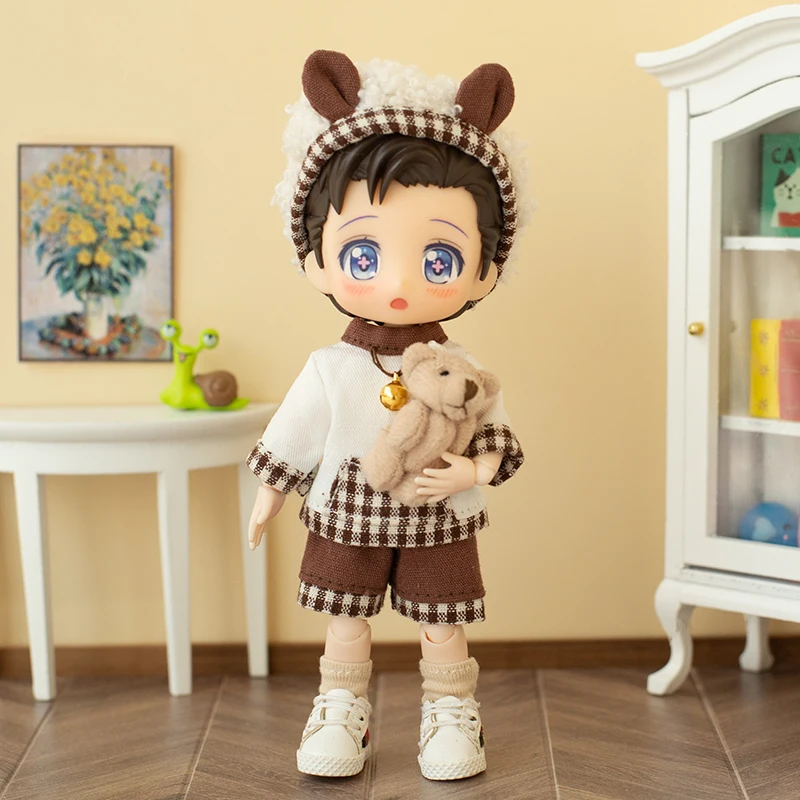 

New 1/12 Bjd doll clothes cute coffee bear set Doll accessories for obitsu11, molly, YMY Dod Body GSC ob11 clothes doll