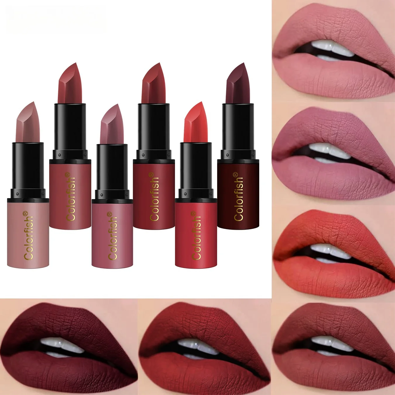 6 Stück Lippenstift Set matten Lippenstift nebliges Gesicht dauerhafte Antihaft-Tasse verblasst nicht Lippen Make-up Geschenk Mutter Geschenk