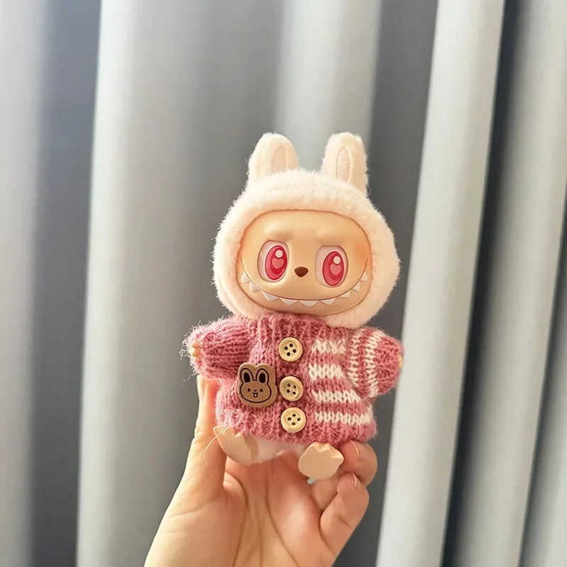 For 17 cm Labubu Clothes Pendant Labubu Sitting Party Bear Label Scarf Hat Dolls Accessories Labubu Outfit image 5