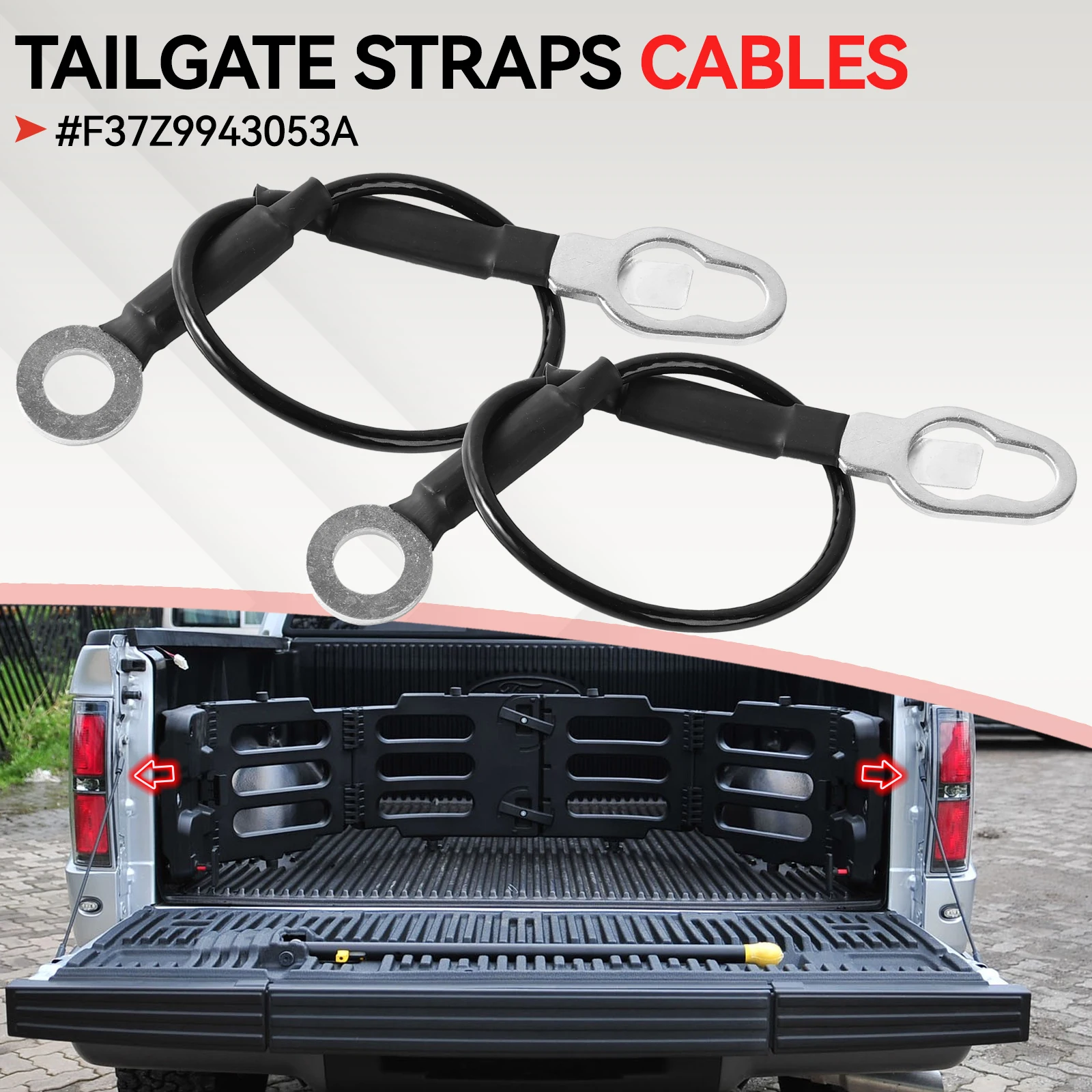 1Pair Tailgate Cable Premium Steel Support Wire For Ford Ranger Pick-up Truck 1993 - 2011 Tail Gate Strut Lifter F37Z9943053A