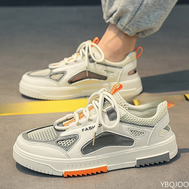 Herren Sommer neue hohle Mesh-Sportschuhe atmungsaktive bequeme Mesh vielseitige flache Schuhe lässig bequeme Herrenschuhe