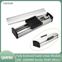 90mm Wide Fully Enclosed Linear Slide Table 70KG load Dustproof Ball Screw Linear Guide Stage SFU1605 1610 1500mm 4*MGN12C