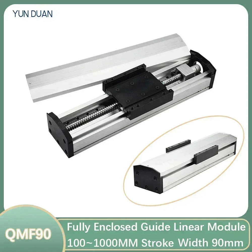 90mm Wide Fully Enclosed Linear Slide Table 70KG Load Dustproof Ball Screw Linear Guide Stage SFU1605 1610 1500mm 4*MGN12C