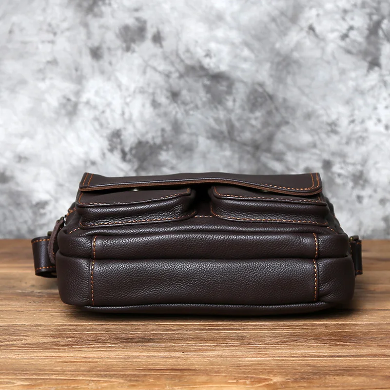 Retro Handgemachte Leder herren Schulter Tasche Erste Schicht Rindsleder Umhängetasche Umhängetasche Lässig Trend Männer Tasche 8 Zoll Ipad tasche NZPJ – Detail 7