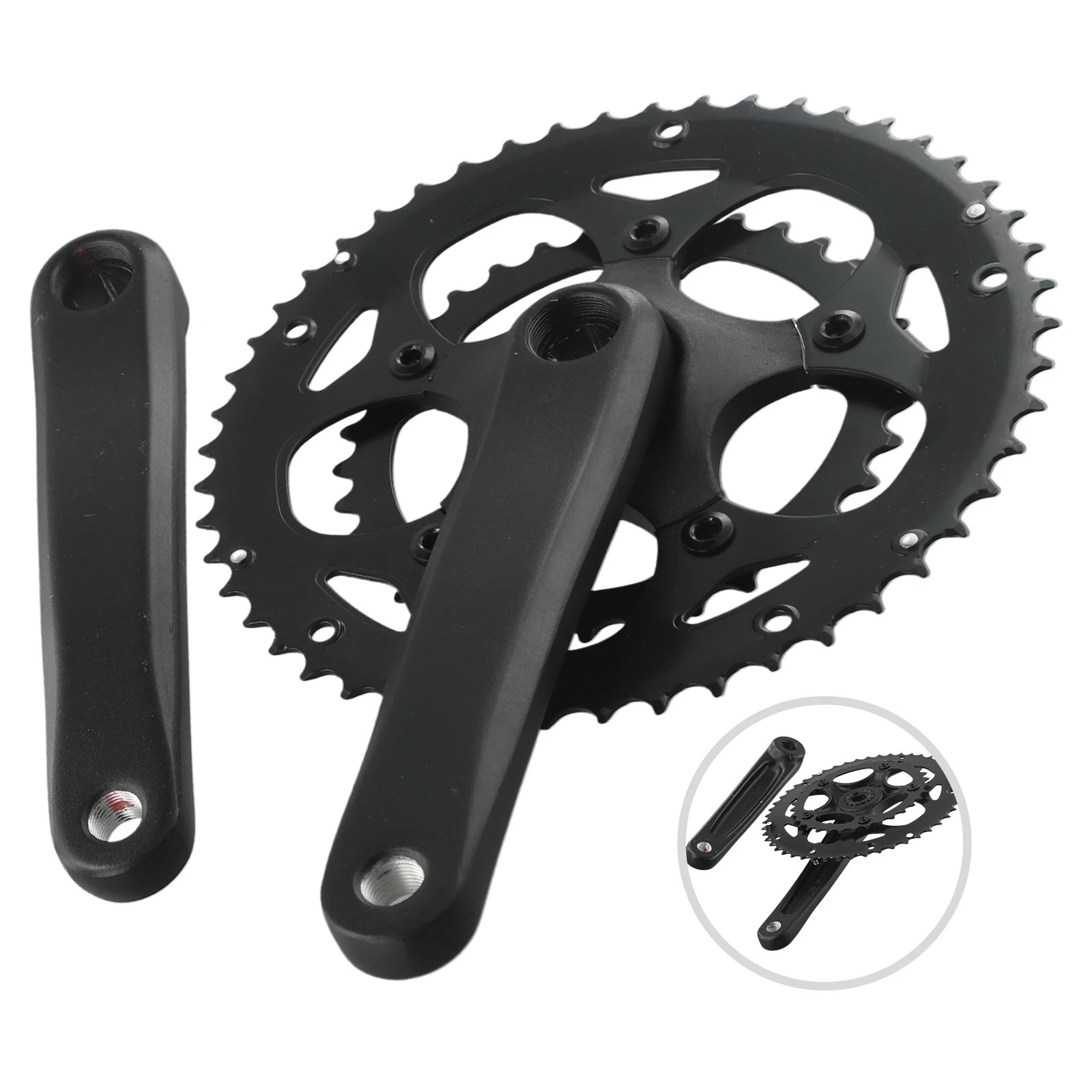 Bike Bicycle Double Chainwheel Cranket Cycling Double MTB Crankset Chainset Road Bike Square 170mm 34/50T AL6061 Aluminum Alloy