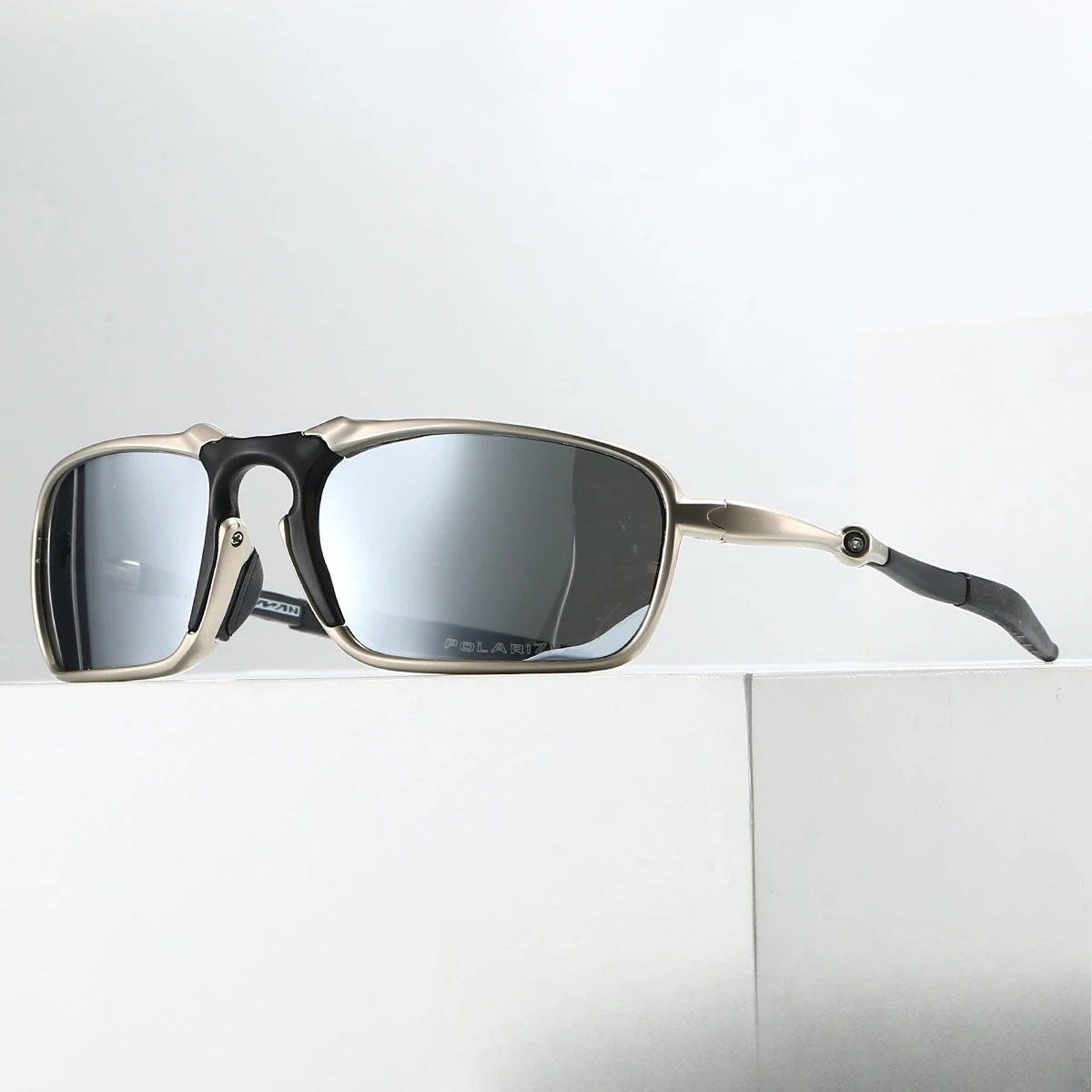 Gafas de Sol Polarizadas Oakley X-Metal Badman con Armazón Plateado de Aleación Metálica para Deportes al Aire Libre, Senderismo, Ciclismo, Conducción, Unisex