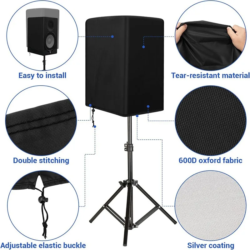 Oxford cloth speaker dust cover Multimedia metal audio cover Dust and waterproof protective cover 210D black silver Oxford cloth