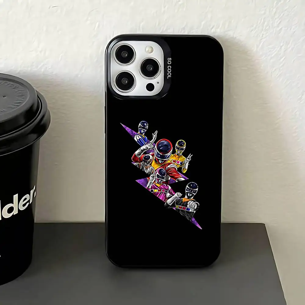 حافظة هاتف P-PowerS-COOL R-RangerS لهاتف iPhone 17,16,15,14,13,12,11,Pro,Max,Plus,E,Air,Mini Black Tpu