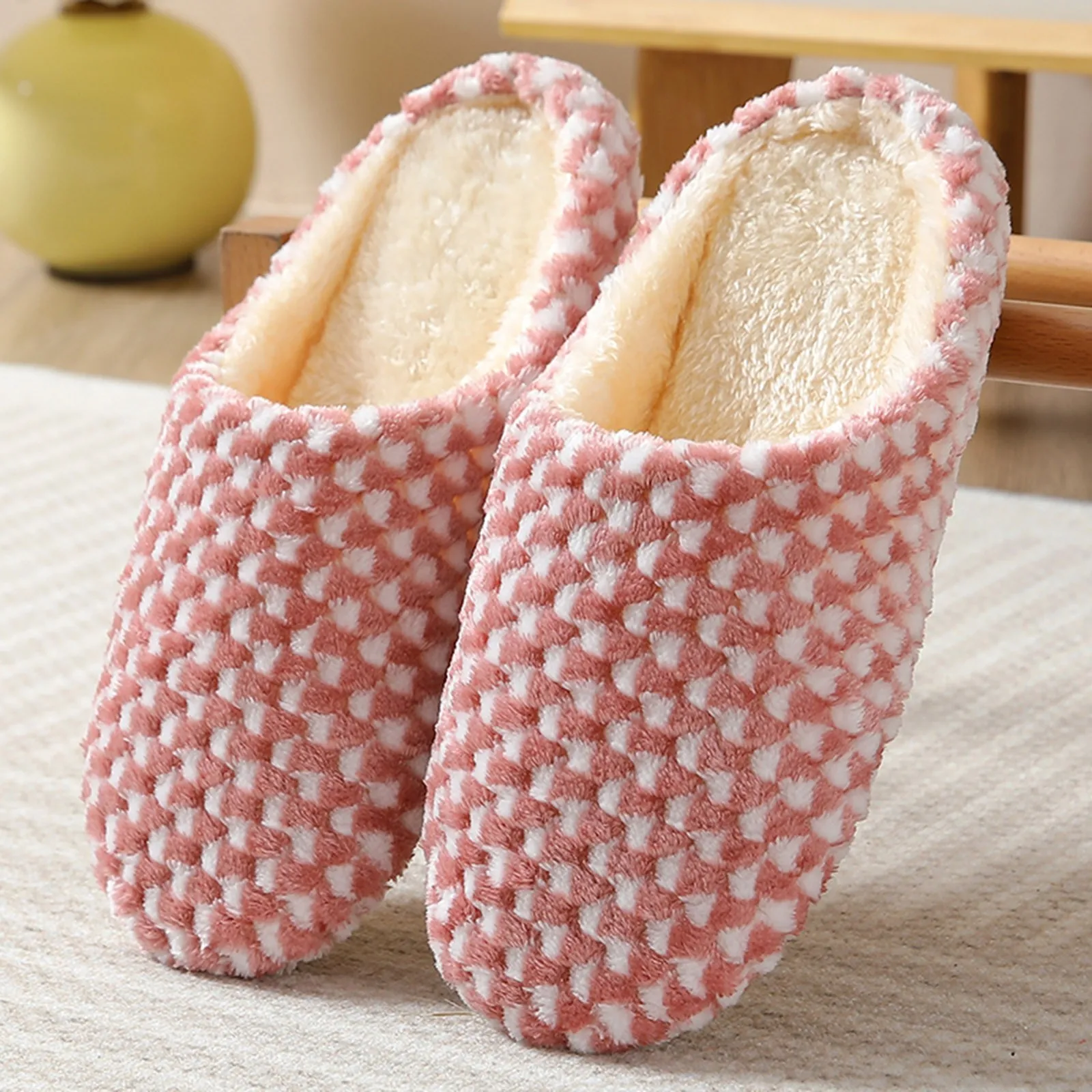 Couple Slippers 2024 New Plush Warm Home Shoes Soft Fur Slippers Indoor Silence Comfort Floor Slides Shoes Bedroom Footwear