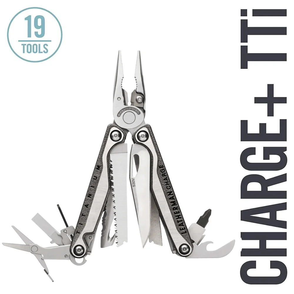 LEATHERMAN - Charge+ TTi Titanium Multitool with Scissors and Premium Replaceable Wire Cutters, Stainless Steel