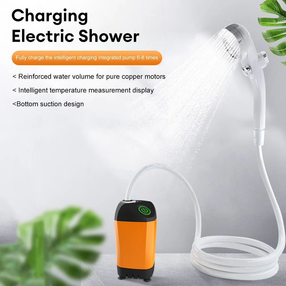 Portable Camping Shower Rechargeable Shower Pump with Digital Display for Hiking Beach Swimming Traveling Car Washing Pet Shower