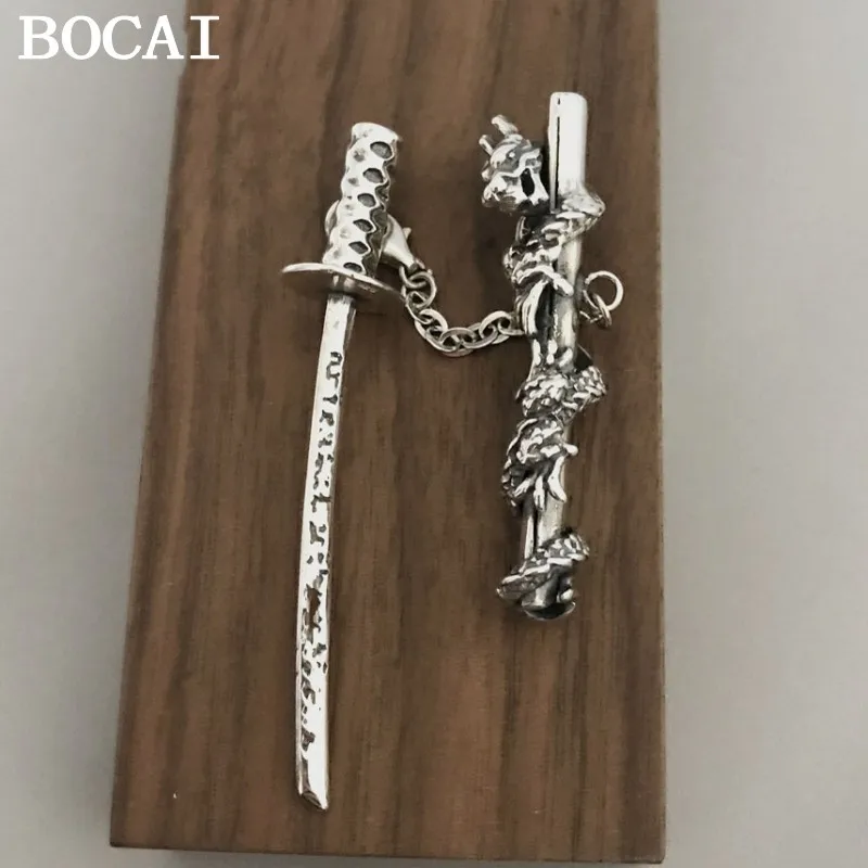 

BOCAI Новый S925 Стерлингового Серебра Панк Стиль Хип-Хоп Персонализированный Модный Ретро Креативный Драконий Меч Мужской Кулон