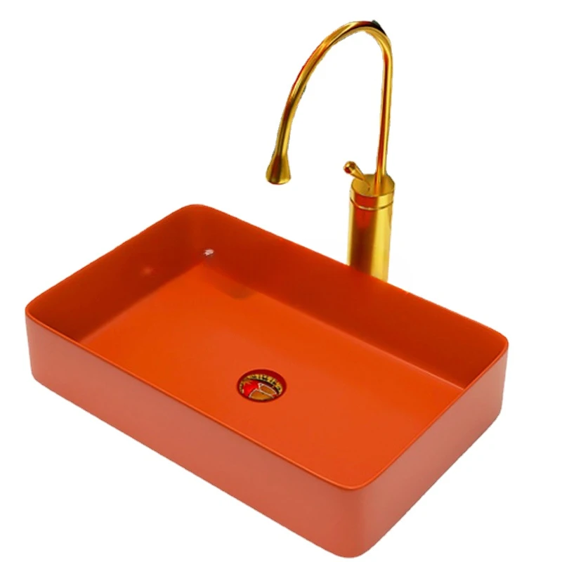 

Light Luxury Ceramic Wash Basin Hotel Balcony Avocado Green Bathroom Sink Square Countertop Washbasin For Washroom