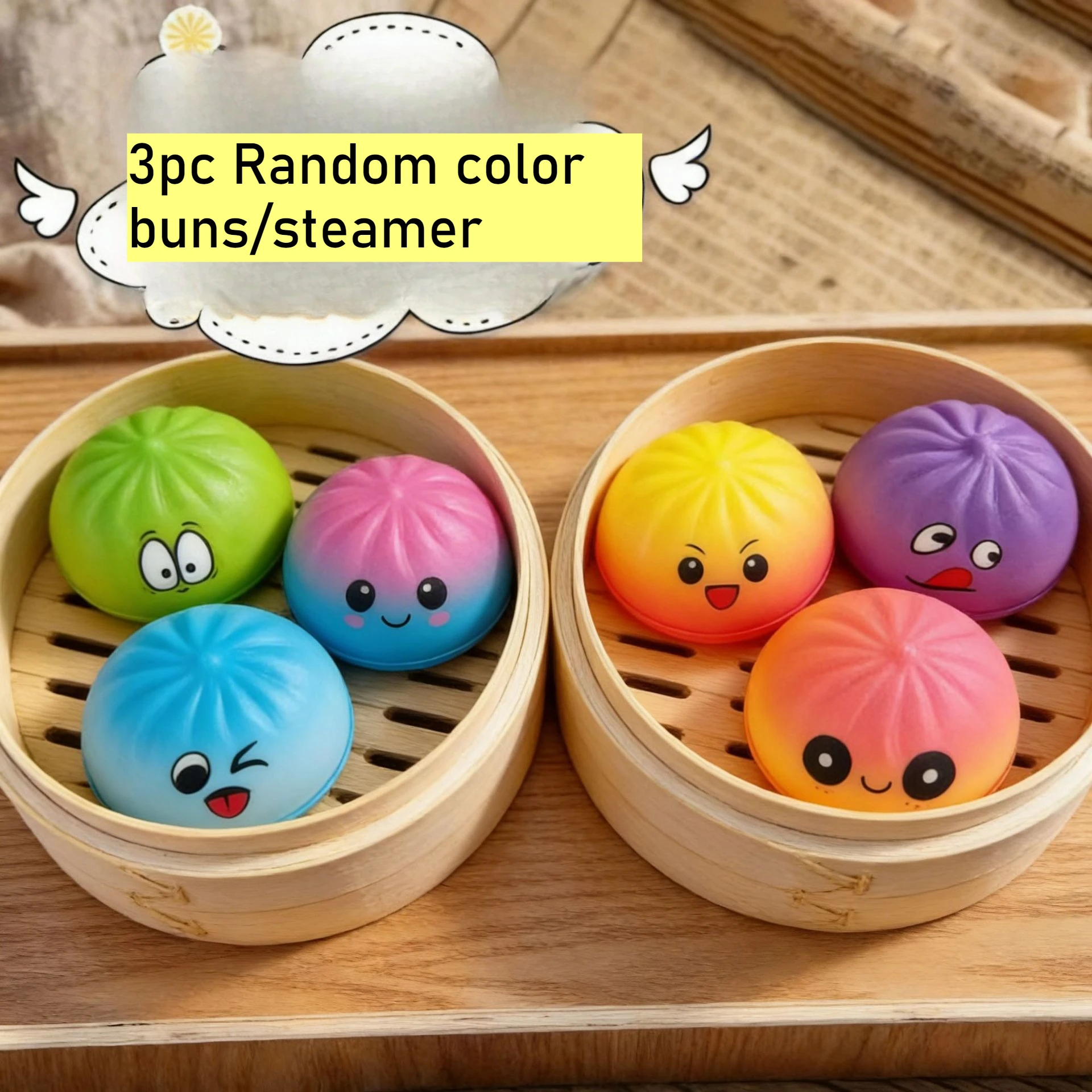 Mini Squishy de Dumpling Caliente, 3 piezas, con Vaporizador, Squishy de Dumplings Misteriosos para Aliviar el Estrés, Color Aleatorio, para Hogar, Oficina, Escritorio, Regalo de Fiesta