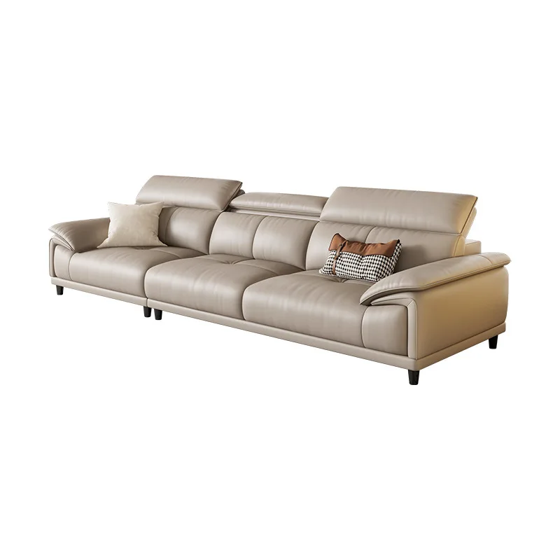 

Leather sofa cream style living room first layer cowhide