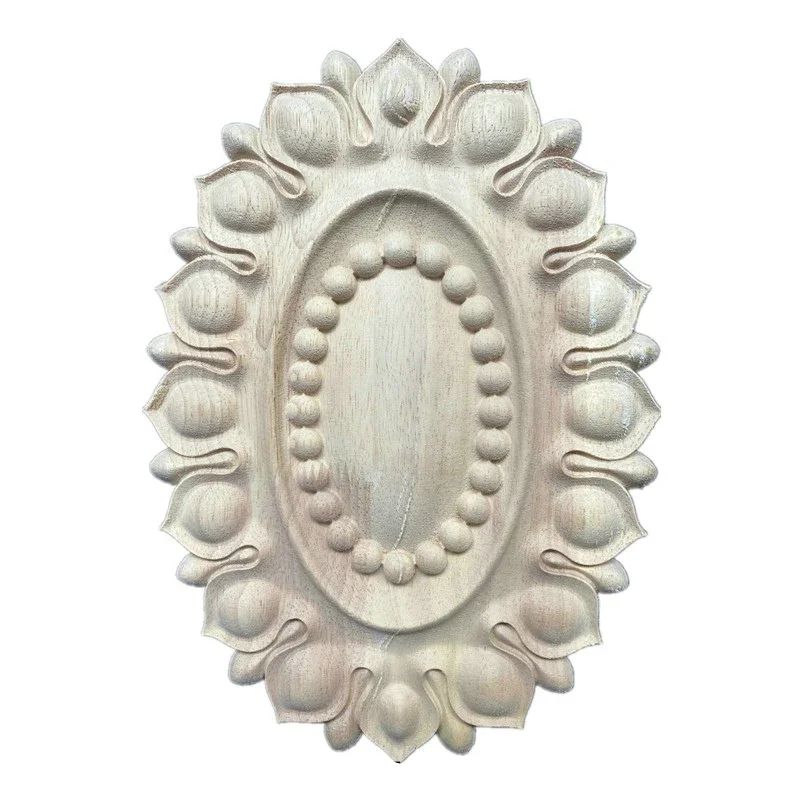 1PC 23cm 28cm Rubber Wood Carved Corner Onlay Applique Exquisite Unpainted Vintage Home Decoration Accessories Wooden Figurine