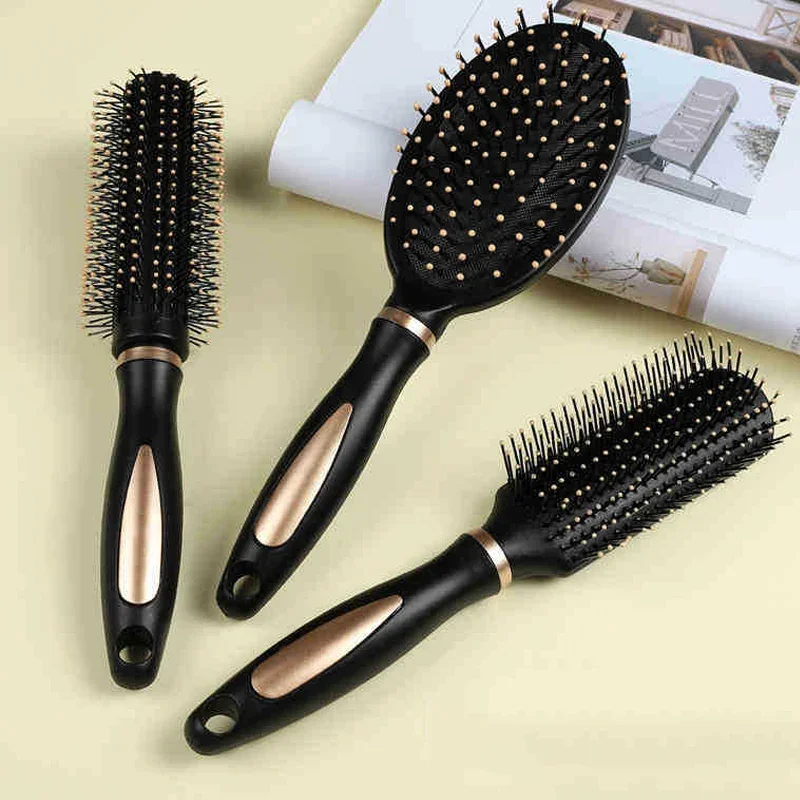 Escova de Cabelo Antiestática com Almofada de Ar, de Plástico, para Massagem e Cuidado Prático, Massageador de Cabeça SPA, para Cabelos Cacheados, Uso Doméstico