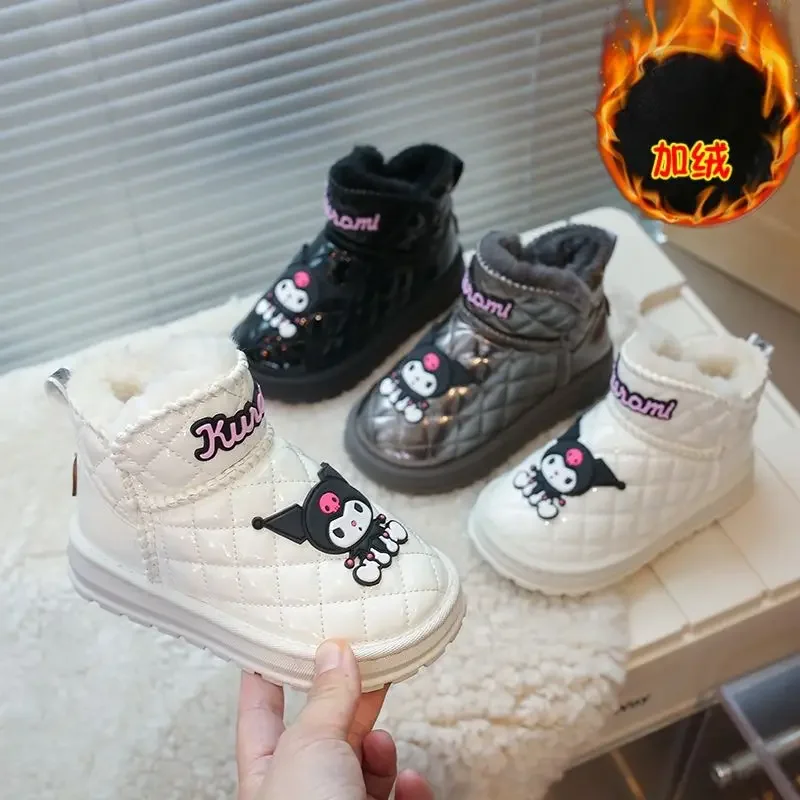 

Kawaii Sanrio Ins Anime Kuromi Warm Snow Boots Cute Cartoon Ins Fleece Thickening Children Cotton Shoes Gifts for Kids