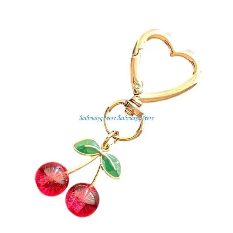 573B Unique Cherrys Love Lock Keychain Charm Elegant Designs Holder Accessory Portable for Fashionable Individuals
