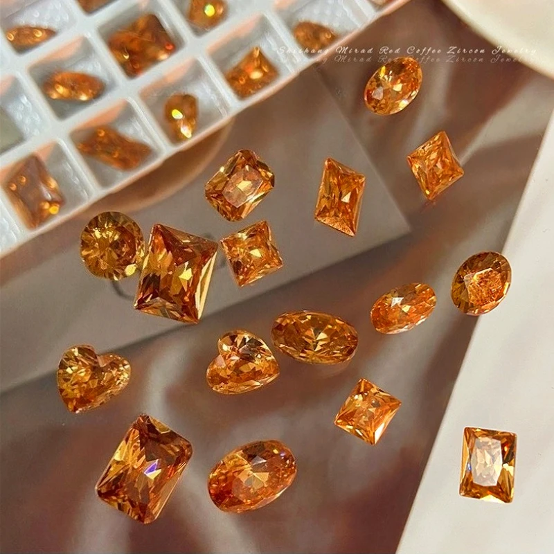 

5pcs Scintillation Maillard Brown Crystal Geometric Rhinestone Heart Zircon Pile Drill Nail Art Decoration Manicure Accessory