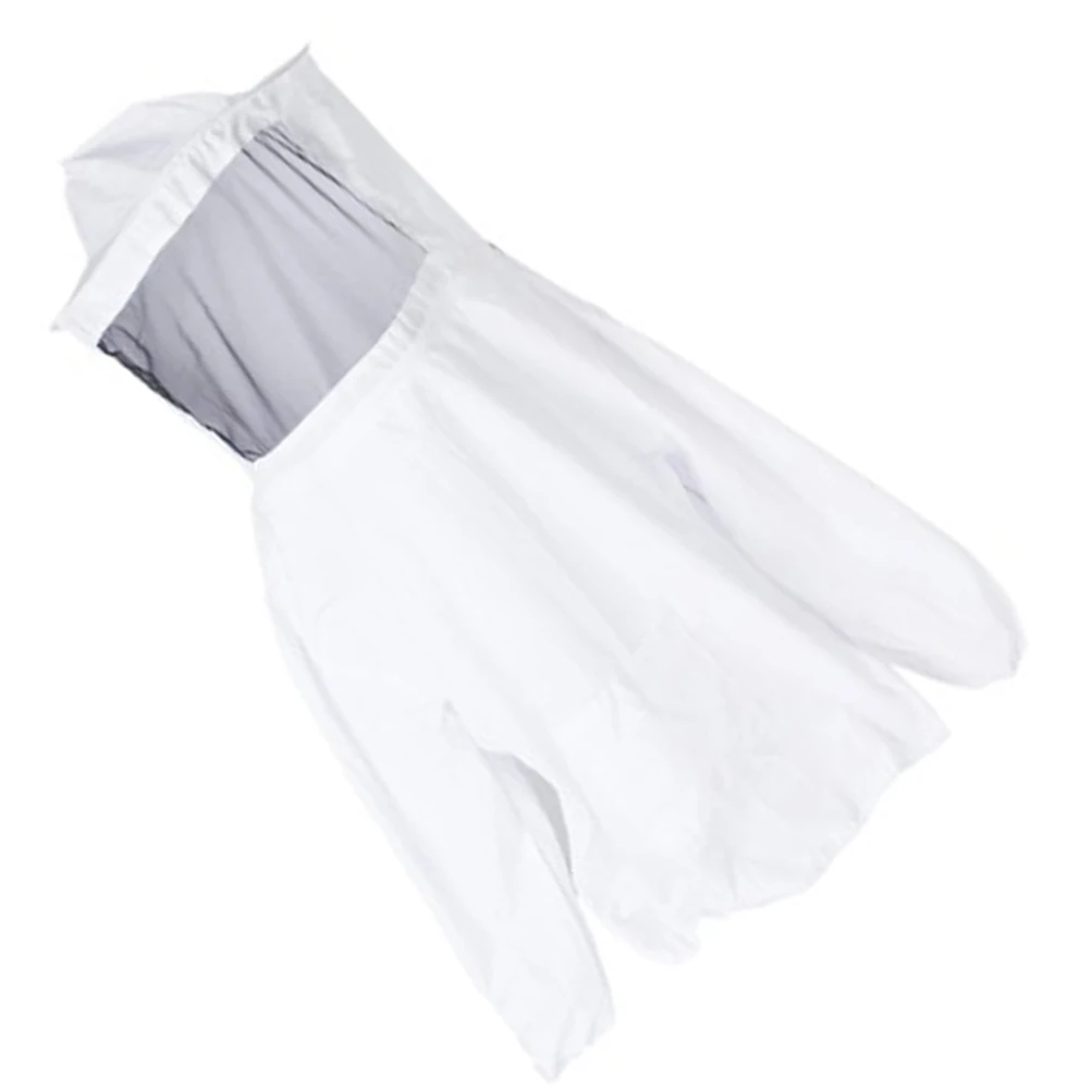 

Beekeeping Suit 1Pc White Size Smock Veil Round Hat Elasticated Cuffs Waist Band Strong Rings Black Net Visibility