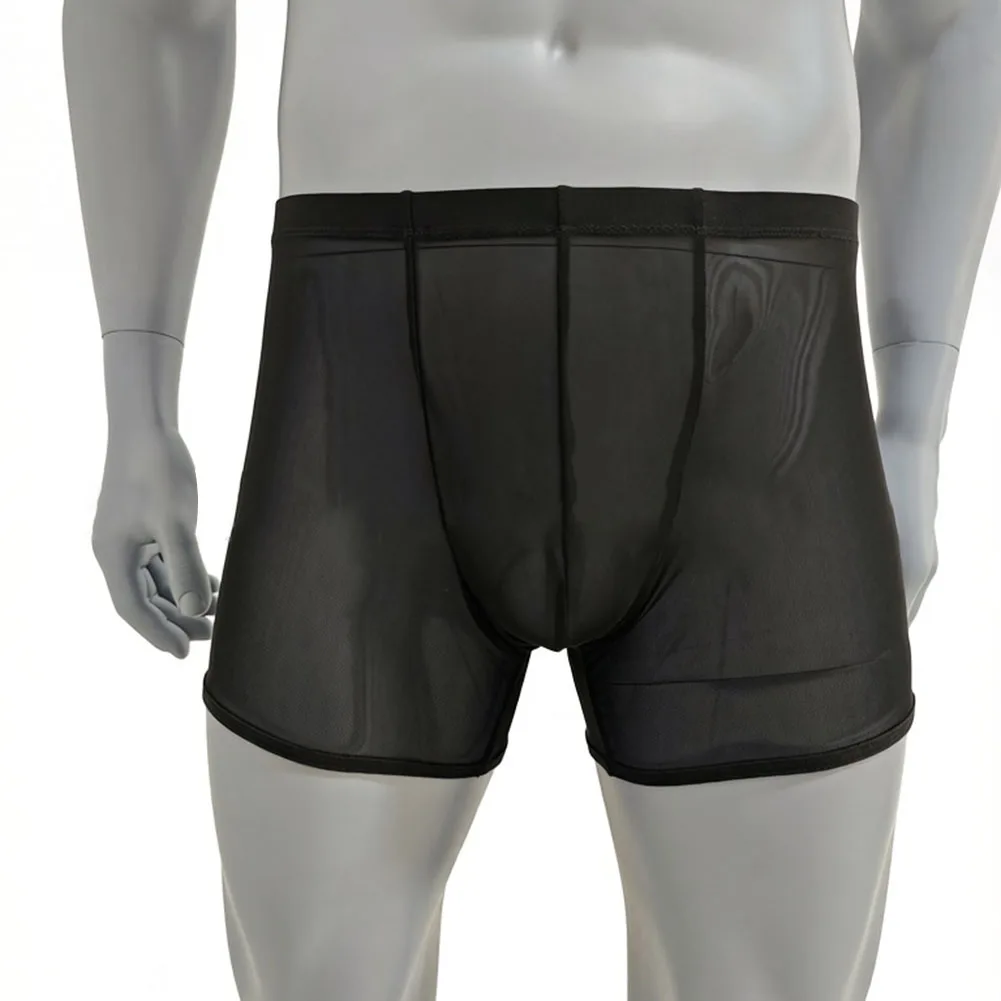 Herren Mesh Durchsichtige Ultradünne Boxershorts Unterwäsche Hochgeschnittene Trunks Slips Lange Beinlängen Boxershorts Unterhosen