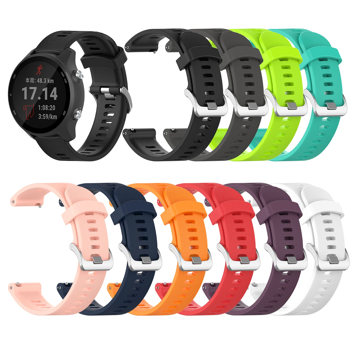 Correa de silicona oficial para reloj Garmin 245, Correa deportiva para Forerunner 245M/645/Vivoactive 3/Venu SQ