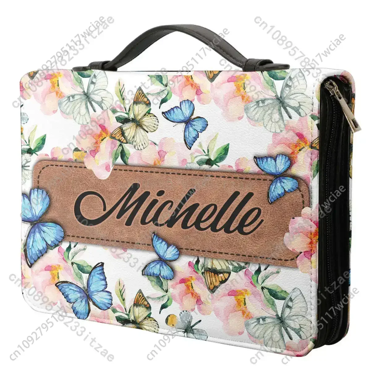 Tas Alkitab dengan Pegangan, Cetakan Ayat Alkitab, Kulit PU, untuk Wanita, Perlindungan Buku Suci, Berjalan dengan Iman Bukan dengan Pandangan