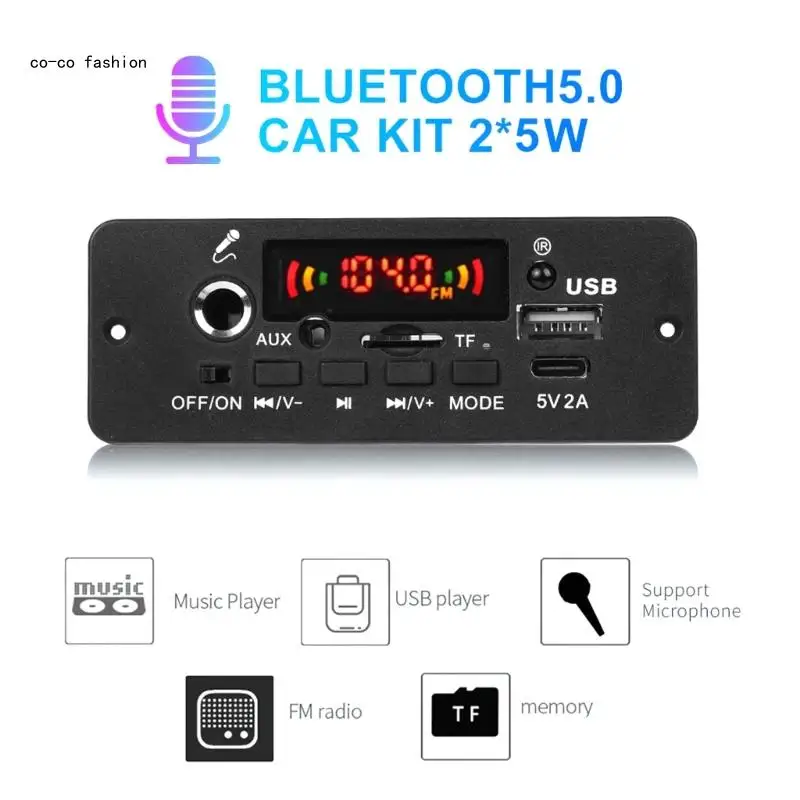 

517B Car MP3 Player Decoding Module Bluetooth-compatible 5.0 MP3 Decoders Board USB Recording Module with Remote Control