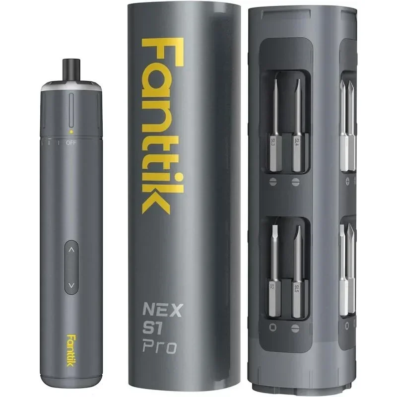 FANTTIK S1 Pro 3.7V Electric Screwdriver, Cordless Screwdriver, 16 S2 Metal Bits, 3 Torque Settings, 2000mAh Battery, Max 6 N.m