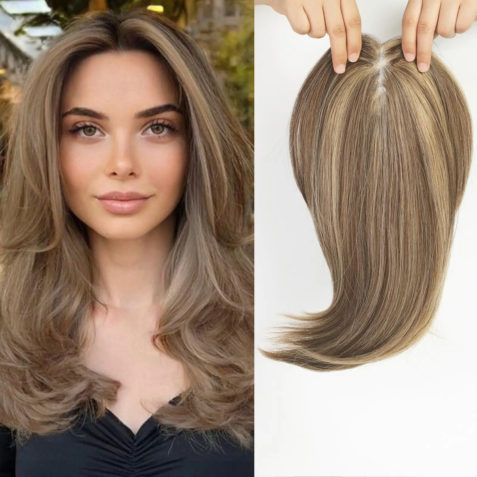

100% Human Hair Topper | Clip-in Extensions for Layer Blending | Seamless Hairpiece | Dropshipping Fast Delivery