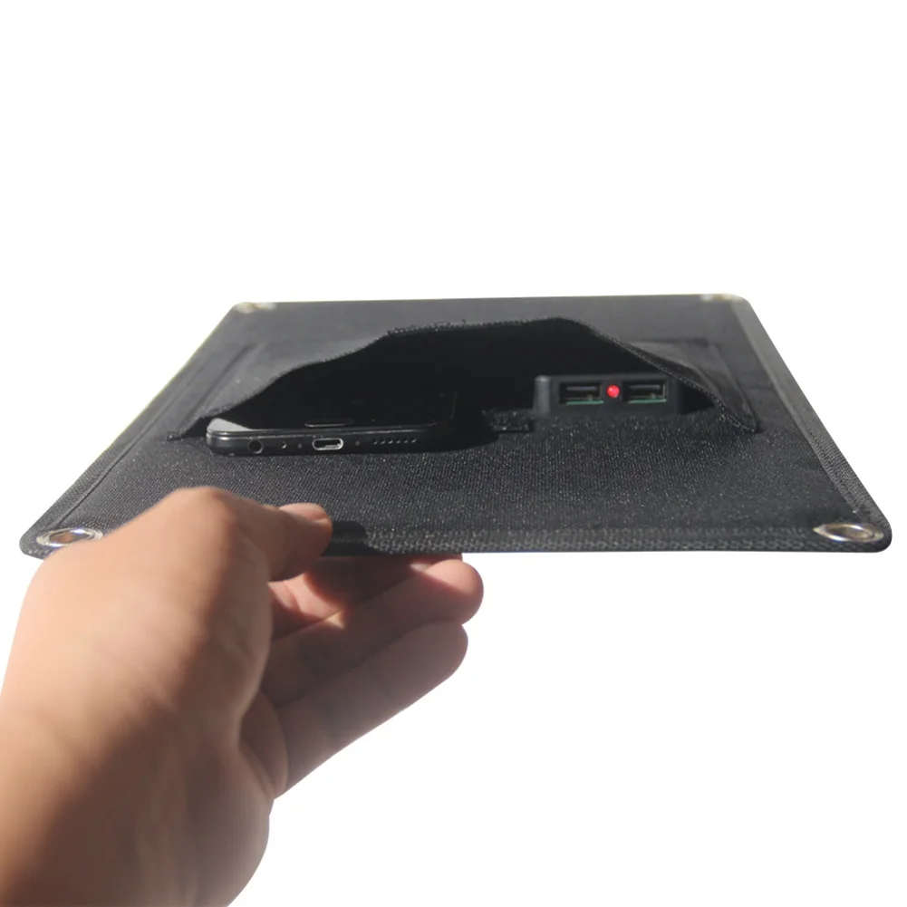 15W Portable Solar For Charger Panel Dual USB Power Bank For Outdoor Camping Hiking Travel Polycrystalline Silicon For Battery M