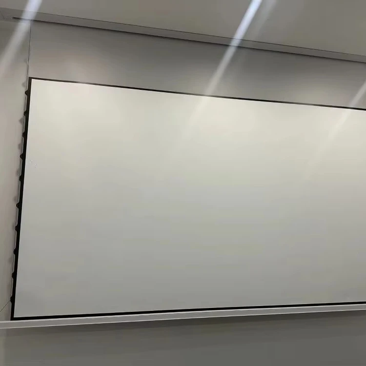

НОВЫЙ экран проектора ALR, потолочный моторизованный натяжной материал из ПЭТ, серый материал 72-120 дюймов для трехцветного проектора с высоким коэффициентом усиления