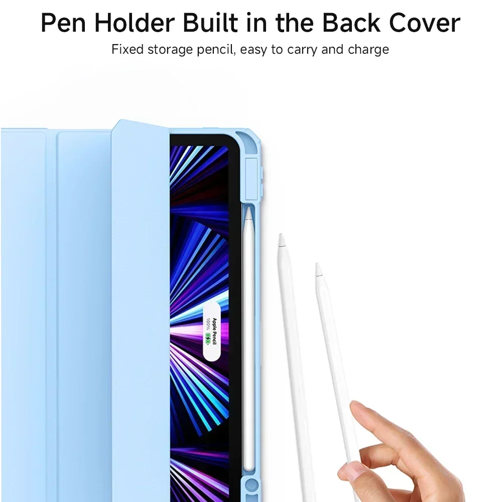 Case For iPad Pro 11 12.9 2022 2021 2020  Tabet Cover for iPad Pro 11 Air 4 5 10.9 10 10th Generatuon Mini 6 Pencil Holder Cases