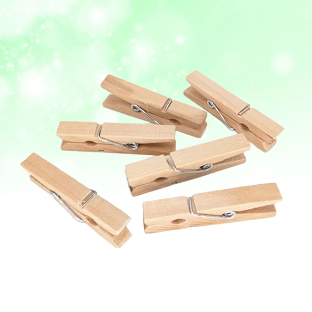 30Pcs Natural Wooden Photo Clips Mini Clothespins Multi-function Paper Message Pegs(3x04cm) wooden clips