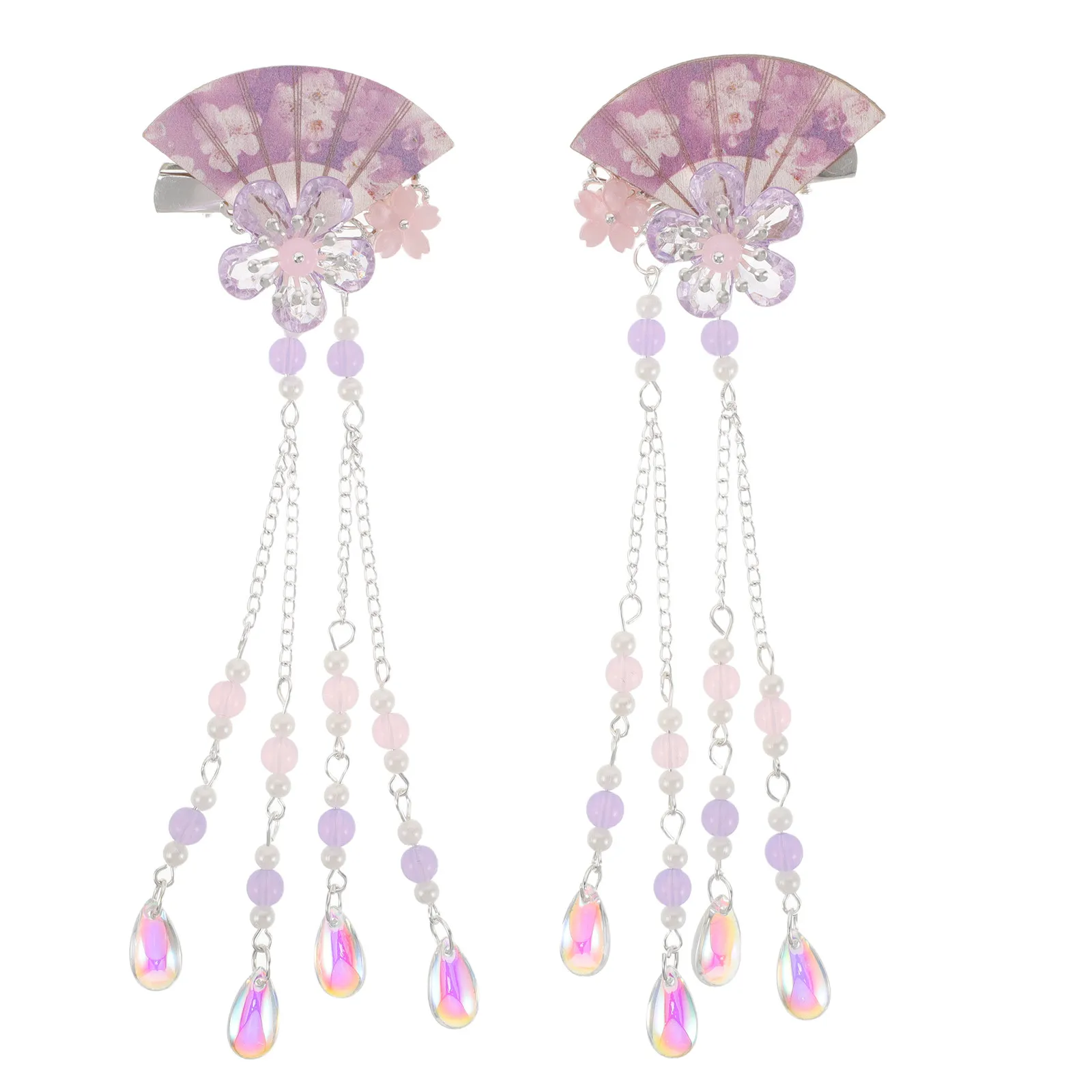 

2 шт. фиолетовые заколки для волос с цветочным узором и стразами, элегантные заколки в японском стиле, аксессуары для волос для свадебных торжеств, маленькие металлические цветы