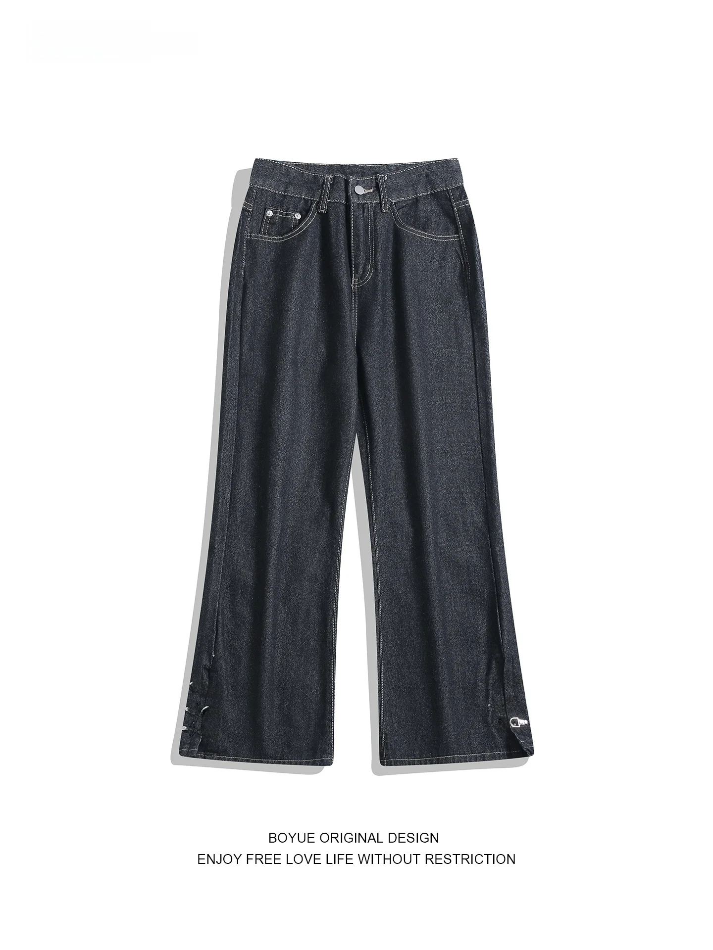 

Джинсы Boyue American Retro Sle Bell Bot, мужские и женские, с широкими штанинами, на пуговицах, универсальные, длинные брюки Haome, из смесового хлопка