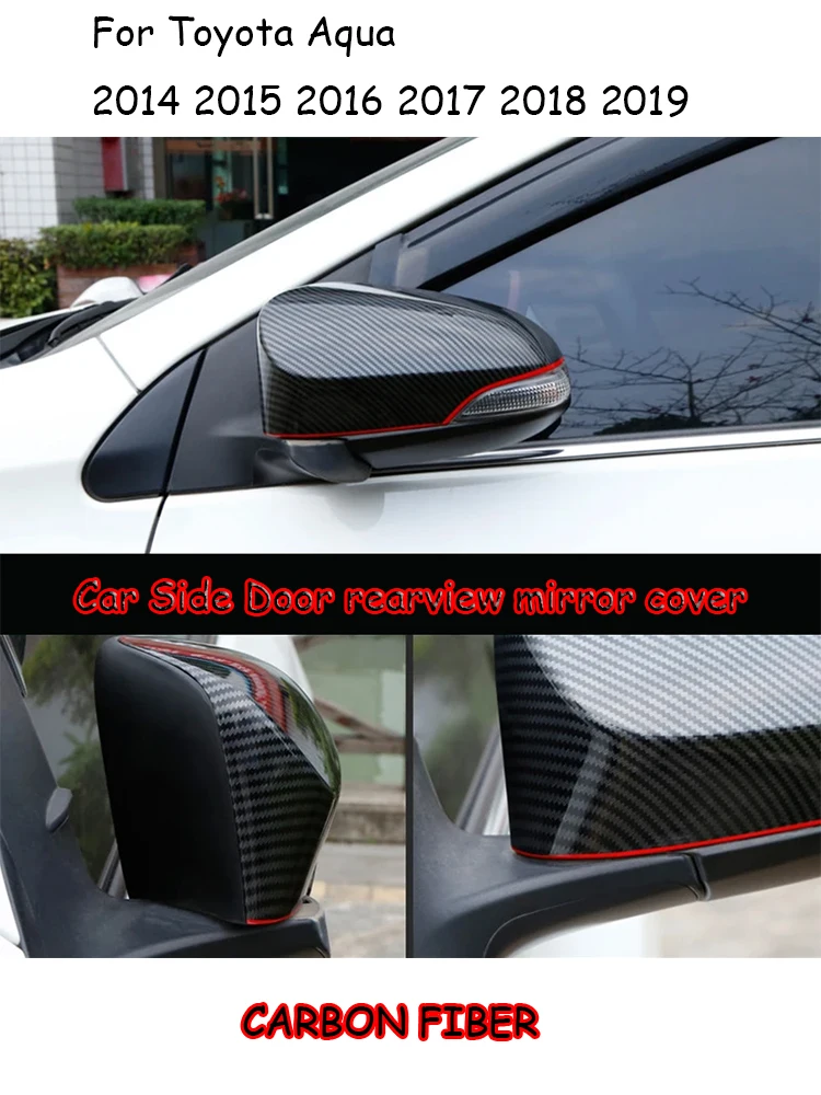 

ABS Carbon/Chrome For Toyota Aqua 2014-2017 2018 2019 accessories Car Side Door rearview turning mirror cover trim styling 2pcs