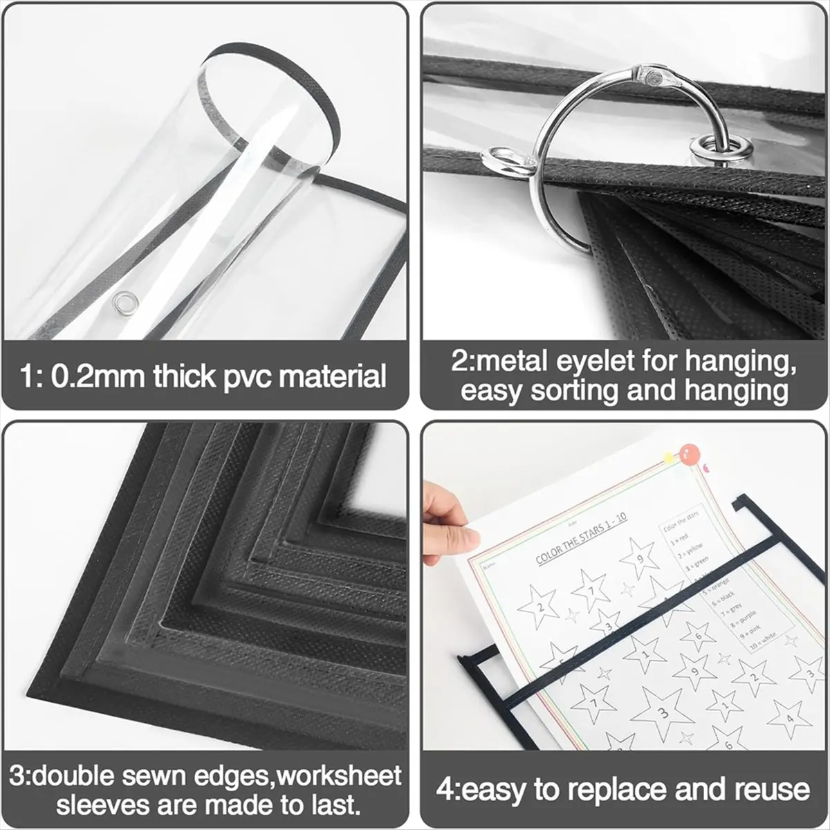 2026 NEW Dry Erase Pockets - Reusable Writing and Wiping Pockets for Teachers School Classroom Supplies Worksheets
