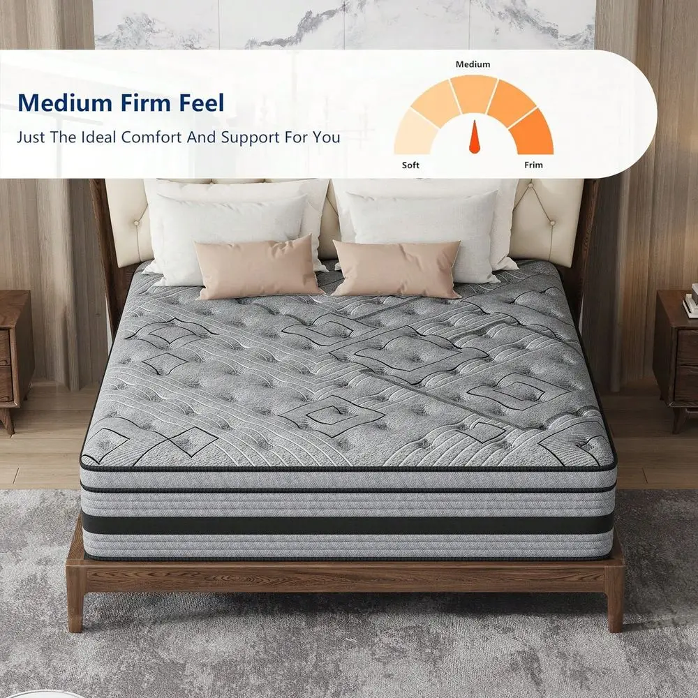 12 InchTwin, Full, Queen, King Size Mattress, Hybrid Mattress In A Box With Gel Memory Foam, Individually Wrapped Pocket Coils